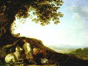 SAFTLEVEN, Cornelis Hunter Sleeping on a Hillside sg oil painting
